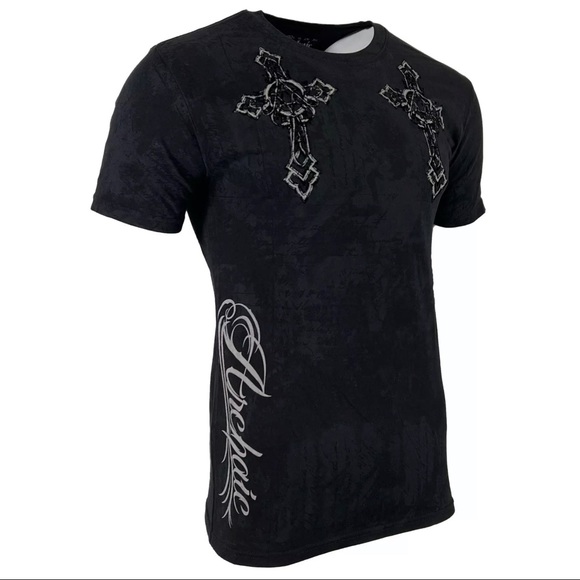 Xtreme Couture by Affliction Men's T-Shirt Stone Ranger Biker Cross - Picture 4 of 10